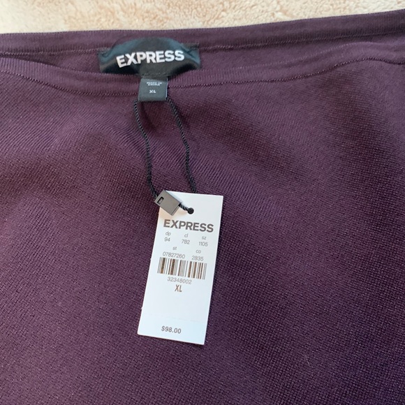 Express One Shoulder Long Sleeve Mini Sheath Sweater Dress - Picture 2 of 8